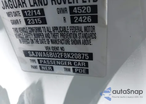 2015 Jaguar F-Type S z USA, uszkodzony, nr VIN SAJWA6BU2F8K20875